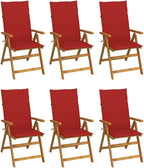 Folding Patio Chairs,Bistro Chair,Patio Funiture,Lawn Chairs,Armchair,Beach Chair,Camp Chair,Coffee Chair,for Outdoor,Fire Pit,Deck,Lawn,Outside,Garden, 6 pcs with Cushions Solid Acacia Wood