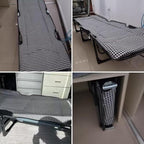 Portable Folding Adult Bed with Mattress, Adjustable Height Camping Cot with Headrest for Home & Travel, 170×56cm(170 * 56CM)