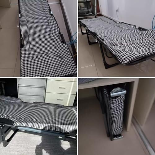 Portable Folding Adult Bed with Mattress, Adjustable Height Camping Cot with Headrest for Home & Travel, 170×56cm(170 * 56CM)