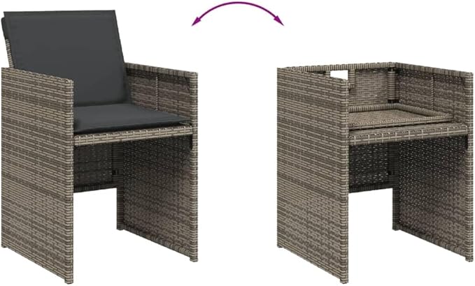 Patio Chair Gray PE Rattan One Size Removable Covers Garden Furniture Patio Furniture Camping Chair for Garden Outdoor
