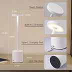 Cordless Table Lamp Set of 2, 5000mAh Rechargeable Battery Powered LED Table Light, Portable Touch Dimming Outdoor Table Lamps,3 Color Light for Restaurant,Patio,Bedroom,Camping,Cofee (White)