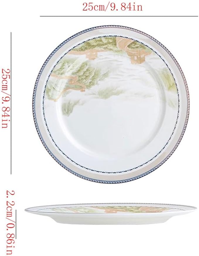 Camping Plates Elegant and Exquisite Ceramic Dinner Plates, Household Dishes, High-end and Tableware Decorative Plate