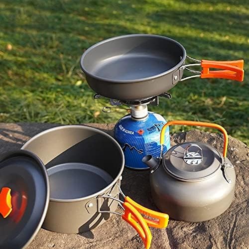 Camping Cookware Kit Outdoor Aluminum Cooking Set Kettle Pan Pot for Travelling Hiking Picnic BBQ Tableware Equipment