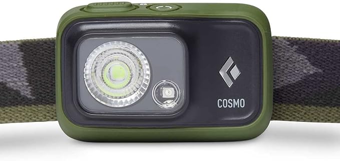 BLACK DIAMOND Cosmo 350 Headlamp | 350 Lumens, 3X AAA Batteries (Included) | Dual Power Options | Waterproof, Dimmable Light for Camping & Hiking | Dark Olive