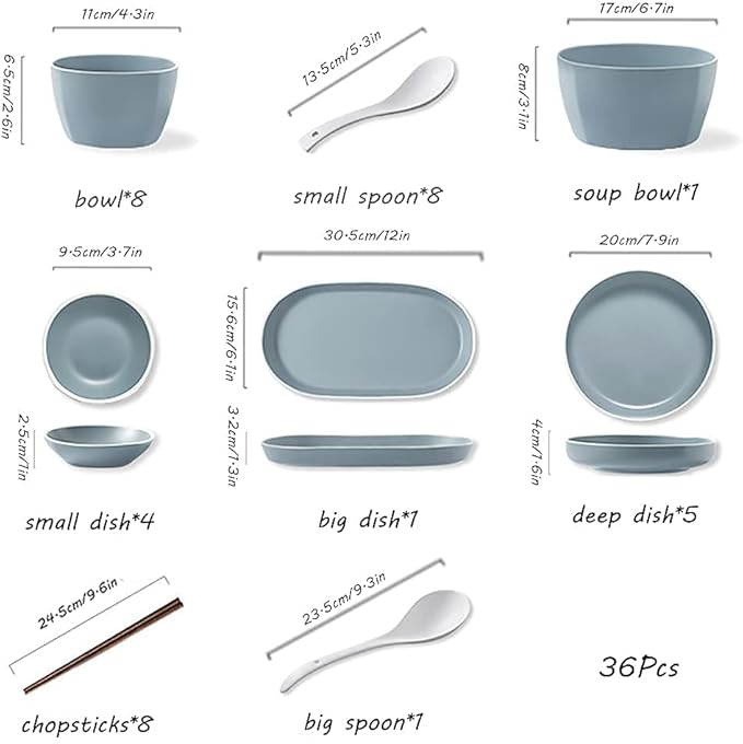 Kitchen Dinnerware Set, Break Chip Resistant Dishes Plates and Bowls | Nordic Simple Solid Color Bone China Tableware for Family Gathering and Gift