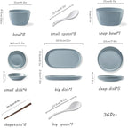 Kitchen Dinnerware Set, Break Chip Resistant Dishes Plates and Bowls | Nordic Simple Solid Color Bone China Tableware for Family Gathering and Gift