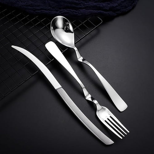 18-Piece Silverware Set Spoons and Forks Set Kitchen Utensils Set Flatware Set for 6 Stainless Steel Utensils Set, Mirror Effect Cutlery, Integral Molding, Dishwasher Safe for Picnic & Camping