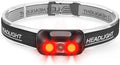 Geekhigh 500 Lumen Rechargeable Headlamp, 5 Modes with Red Light Head Lamp, IP54 Water-Resistant Adjustable Strap Head Light for Adult Running, Camping, Cycling
