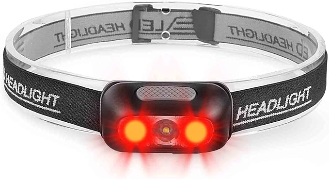 Geekhigh 500 Lumen Rechargeable Headlamp, 5 Modes with Red Light Head Lamp, IP54 Water-Resistant Adjustable Strap Head Light for Adult Running, Camping, Cycling