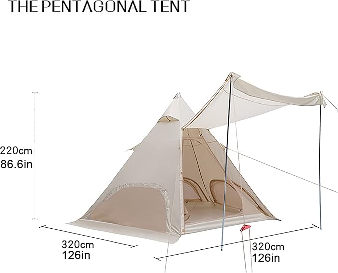 Pyramid Outdoor Tent,Oxford Cloth Waterproof Tent,Family Camping Tent Quick Set up Tent for Beach,Traveling,Hiking,Mountaineering,Outdoor Activities
