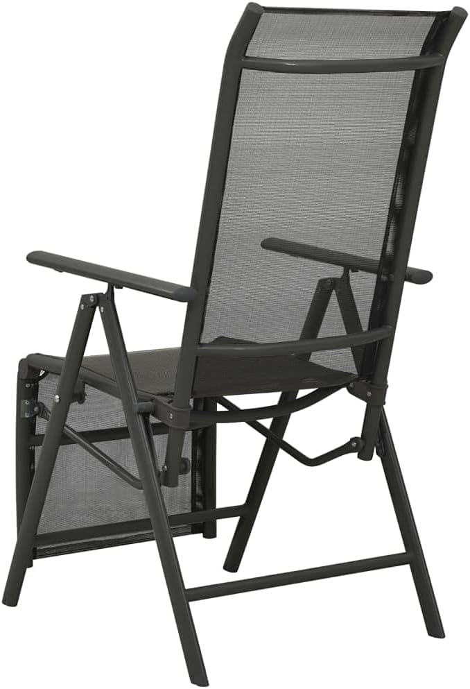 Reclining Patio Chairs ,Garden Chairs,Barbecue Chairs,Fishing Chairs,Coffee Chair,Bistro Chair,Camping Chair,Beach Chair,for Deck, poolside,Camping,Beach,Campsite,2pcs Textilene and Aluminum Black