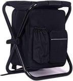 HANERDUN 3 in 1 Backpack Stool Cooler Chair, Foldable Camping Fishing Stool, Portable Backpack Chair for Outdoor Hiking Walking,Black