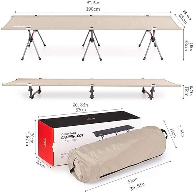 Portable Folding Adult Camping Cot, Adjustable Outdoor Recliner Chair with Sturdy Metal Frame and Oxford Fabric, Lightweight Lounger