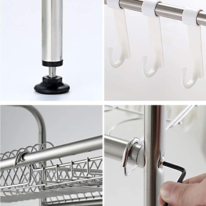 Dish Rack, Stainless Steel Sink Drain Rack, Kitchen Tableware Drying Rack, Suitable for Camping and Rv
