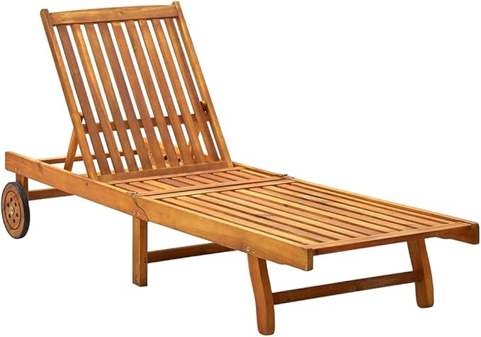 Zero Gravity Chair Camping chairPatio Sun Lounger with Cushion Solid Acacia WoodSuitable for Gardens, courtyards, and patios