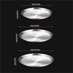 Stainless Steel Plates 8Pcs Metal Dining Dish Stainless Steel Round Plate Shallow Tray BBQ Picnic Camping Food Container Tableware Set(20cm Silver)