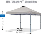 MASTERCANOPY Durable Pop-up Canopy Tent with Roller Bag (10x10, Gray)