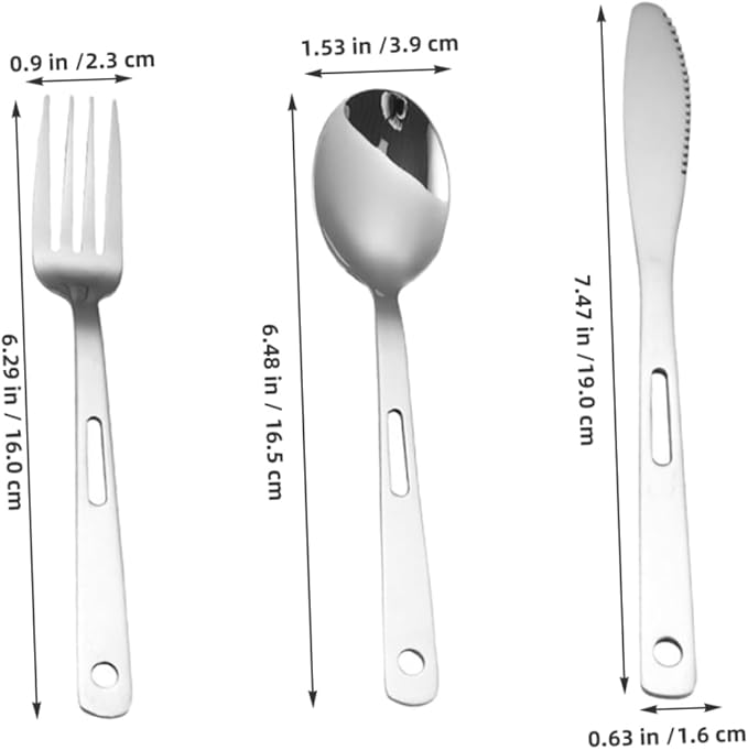 Yardwe 2sets Portable Camping Cutlery Stainless Steel Outdoor Tableware Fork Spoon Cutter Carrying Bag for Bbq Picnic Hiking and Camping Activities