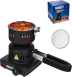 Electric Stove Coconut Charcoal Starter, ETL Approved Coal Burner for with Detachable Handle Stainless Steel Grill & Rack Smart Heat Control Long Cable for BBQ Kitchen