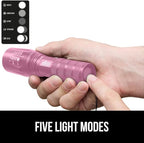 GORILLA GRIP Powerful LED 750 FT Water Resistant 5 Adjustable Mode Tactical Flashlight, High Lumens Ultra Bright Battery Life Zoom Flashlights, Small Camping Car Mini Flash Light Accessories, Pink