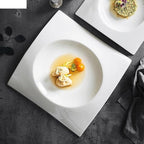 Camping Plates Ceramic Dinner Plate Creative Square Deep Plate Thick Soup Plate Dessert Plates Sushi Plates Restaurant Specialty Tableware Cold Dish Plate Decorative Plate(B 12.5 inch)