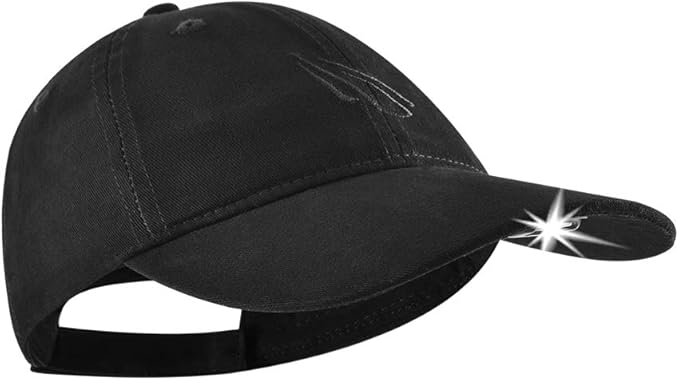 LED Hat Light - POWERCAP 2.0 Baseball Cap with Light Built in - LED Cap Visor Light with Bright Headlight and IPX4 Rating (Black Unstructured)