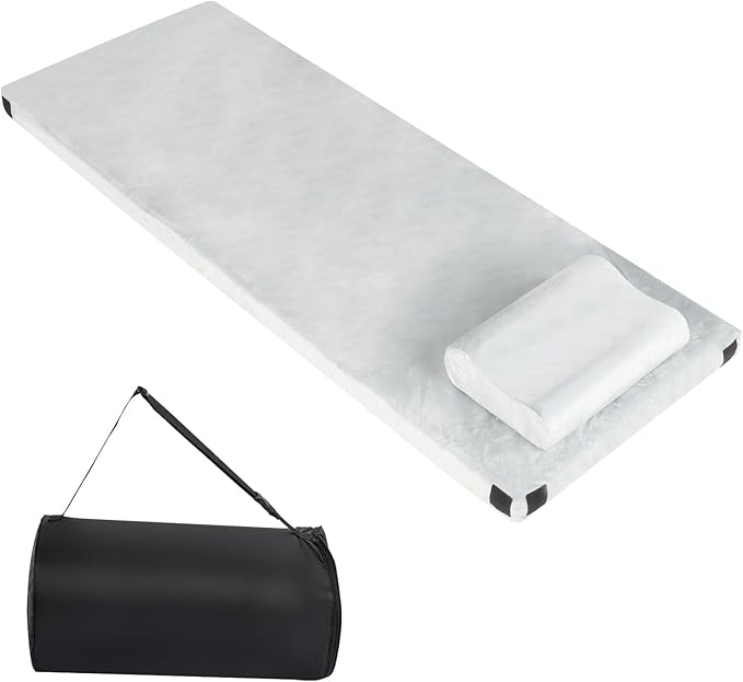 Thick Memory Foam Camping Mattress Sleeping Pad, Memory Foam Camping Mattress Pad, Sleeping Mat Portable Floor Mat Roll Up Mattress for Guests Kids Adult Sleepover