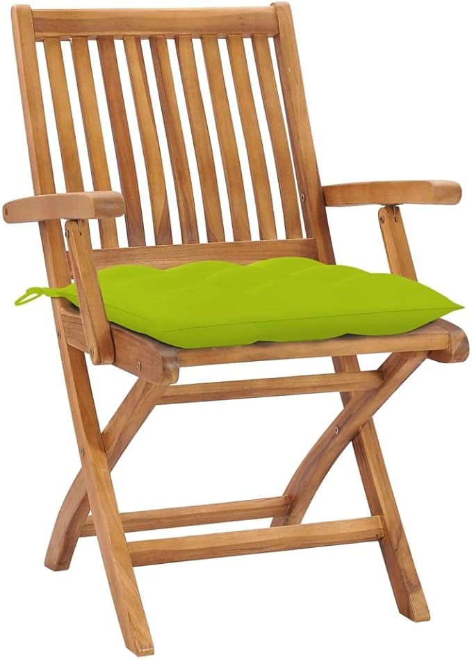 Folding Patio Chairs with Cushions 6 pcs,Outdoor Lounge Chair,Portable Camping Chair,Bistro Table and Chairs Outdoor,Features 2 Sets of Ropes,for Balcony/Garden/Backyard, Solid Teak Wood