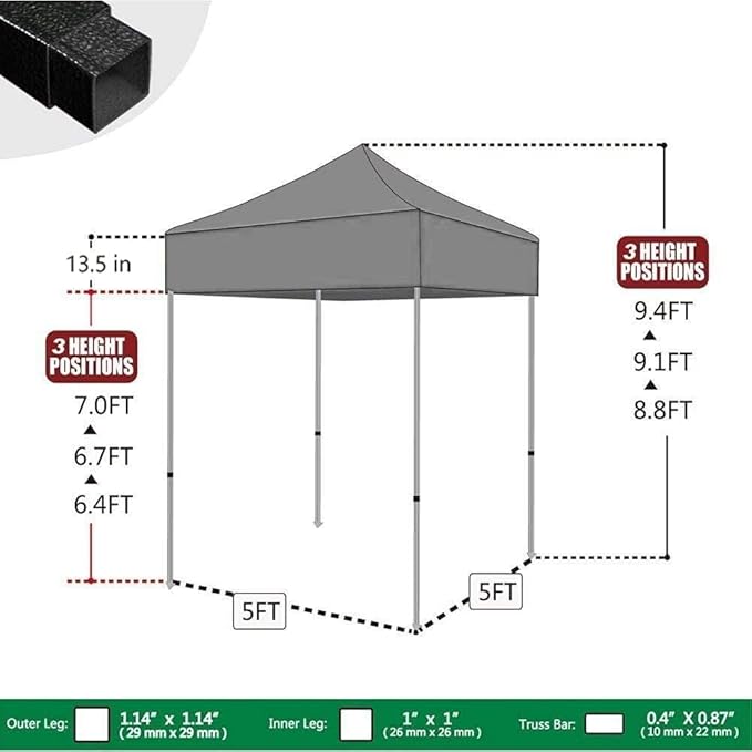 Eurmax USA 5'x5' Pop Up Canopy Tent Commercial Instant Canopies with Heavy Duty Roller Bag,Bonus 4 Sand Weights Bags (Beige)