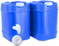 5-Gallon Stackable Water Storage Containers, 5 Gallons Each w/Lids + Spigot, Easy Fill, Survial Supply Emergency Water Storage for Camping and Disaster Preparedness, RV, 10 Gallon (2 Tanks)
