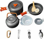 Camping Cookware Kit Outdoor Aluminum Cooking Set Kettle Pan Pot for Travelling Hiking Picnic BBQ Tableware Equipment