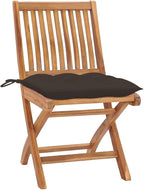 Folding Patio Chairs with Cushions 8 pcs,Portable Camping Chair,Outdoor Lounge Chair,Bistro Table and Chairs outdoor,Garden Chair,Outdoor Dining Chairs,Features 2 Sets of Ropes, Solid Teak Wood