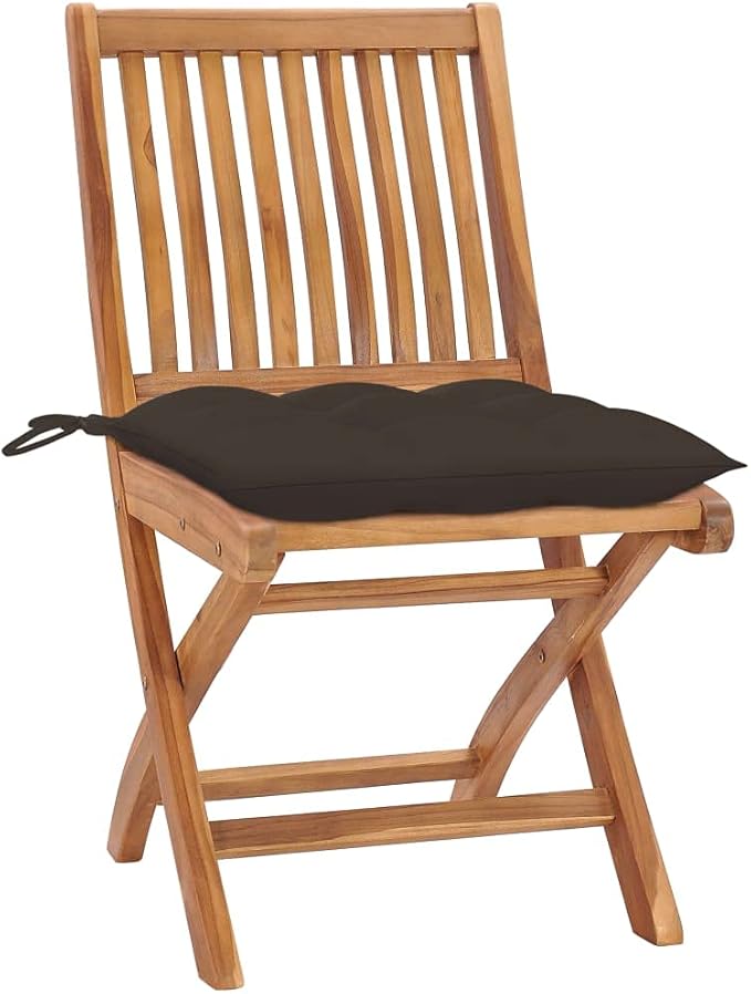 Folding Patio Chairs with Cushions 8 pcs,Portable Camping Chair,Outdoor Lounge Chair,Bistro Table and Chairs outdoor,Garden Chair,Outdoor Dining Chairs,Features 2 Sets of Ropes, Solid Teak Wood