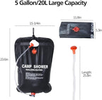 DkOvn Solar Shower Bag, 5 Gallons/20L Camping Shower Bag, Portable Shower Bag with Removable Hose and On-Off Switchable Shower Head for Camping Beach Swimming Outdoor Traveling