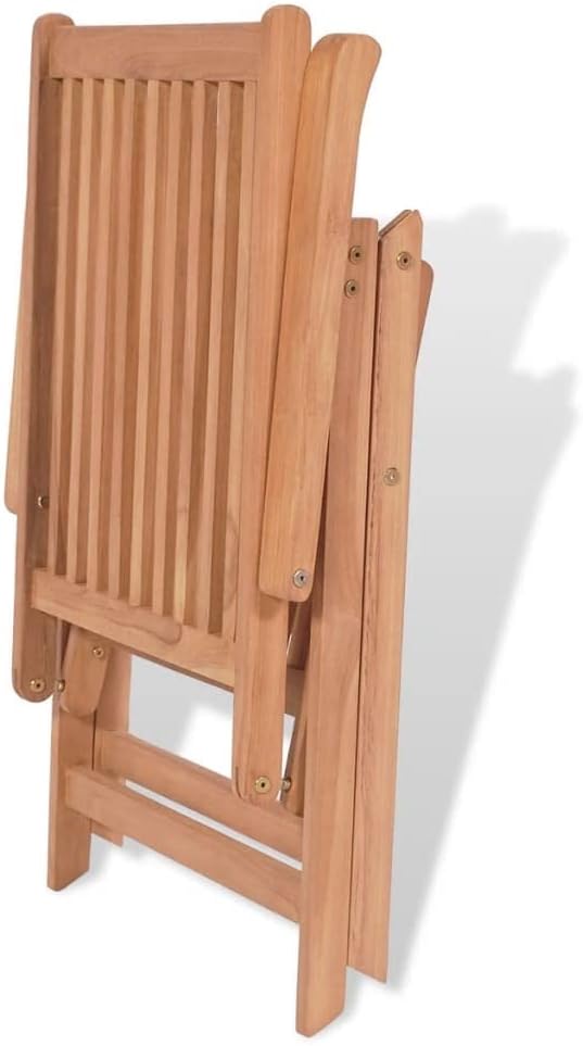 Reclining Patio Chairs 2 pcs,Bistro Table and Chairs Outdoor,Portable Camping Chair,Lawn Chair,Garden Chair,7 Reclining Positions,for Yard, Balcony, Porch, Solid Teak Wood