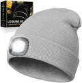 LED Beanie Hat with Light, USB Rechargeable LED Headlamp, Gifts for Men, Mens Gifts, Birthday Gifts for Him Dad Husband, Boyfriends, Grey, 1 Pack
