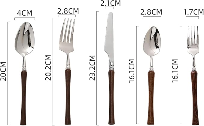90pcs wooden silverware set, food-grade stainless steel flatware service for 18, tableware set include fork kinfe spoon with wooden handle, eating utensils cutlery set for home