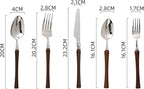 60pcs wooden silverware set, food-grade stainless steel flatware service for 12,Premium 18/8 (304) Stainless Steel Cutlery Set, Forks Spoons and Knives Set for Home/Camping/Travel, Mirror Finish