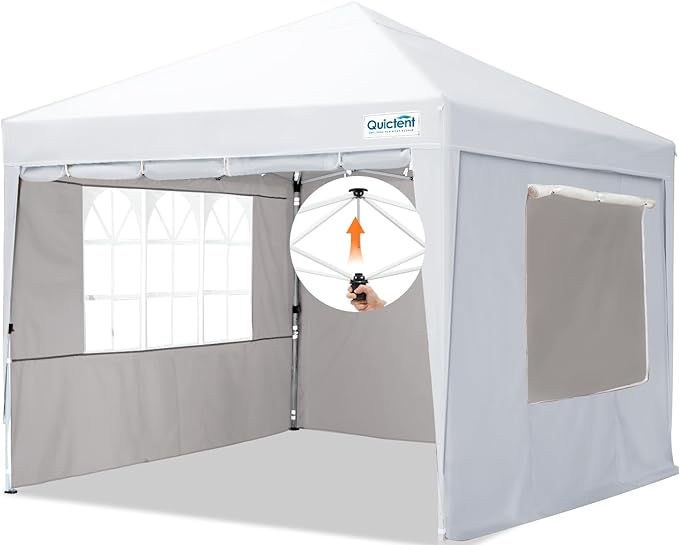Quictent Easy Pop up Canopy Tent 10'x10' with 4 Detachable Window Sidewalls, One Person Setup, Waterproof Outdoor Portable Vendor Event Tent Shelter Enclosed, Wheeled Bag Included
