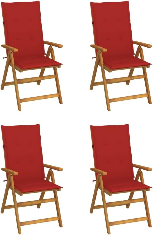 Patio Reclining Chairs 4 pcs with Cushions Solid Acacia Wood Balcony Chairs Camping Chair Accent Chair Outdoor Chairs for Bedroom Dining Outdoor Patio