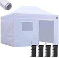 Eurmax USA Premium 10'x15' Pop-up Canopy Tent Party Tent Commercial Instant Canopies Shelter with Removable Sidewalls with Wheeled Carry Bag Bonus 4 Sand Bags(White)