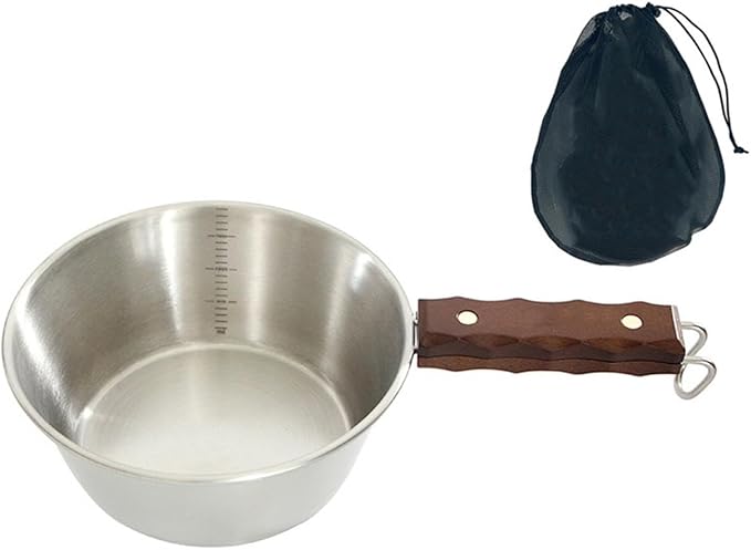 Camping Bowl Outdoor Bowl Cooking Picnic Bowl with Handle Lightweight Camping Cup Picnic Tableware for Fishing Picnic Campfire Kitchen Beach, Silver