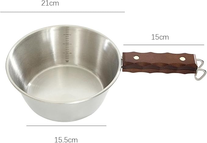 Camping Bowl Outdoor Bowl Cooking Picnic Bowl with Handle Lightweight Camping Cup Picnic Tableware for Fishing Picnic Campfire Kitchen Beach, Silver