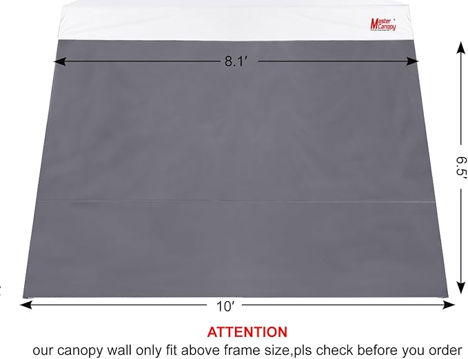 MASTERCANOPY SunWall Canopy Sidewall for 10x10 Slant Leg Canopy Tent, 1 Pack Sidewall Only (Gray)