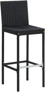 Camping Chairs Outdoor Patio Chairs Patio Furniture Set Garden Bar Stools with Cushions 2 pcs Black Poly Rattanfor Outdoor Kitchen Lawn Garden