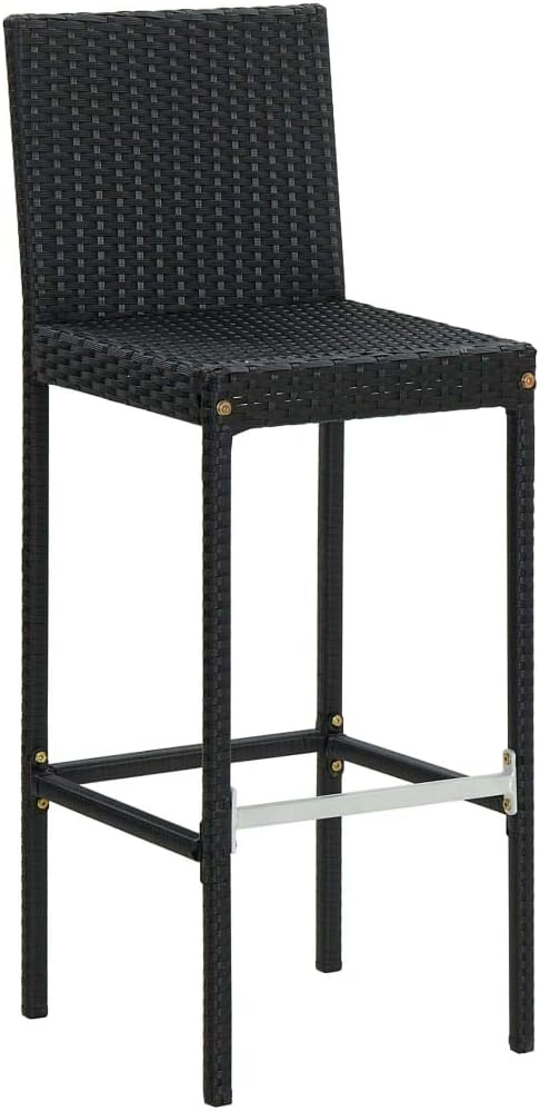 Camping Chairs Outdoor Patio Chairs Patio Furniture Set Garden Bar Stools with Cushions 2 pcs Black Poly Rattanfor Outdoor Kitchen Lawn Garden