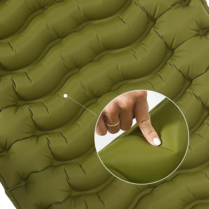 Enlarged and thickened air Sleeping Mats for camping (78.75 x 27.55 X 3.93 inches), 330lbs load capacity, quick inflation in 25 seconds at maximum speed, low noise, TPU coated(Military Green)