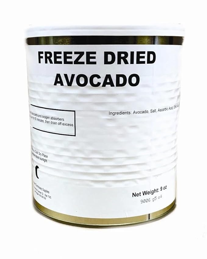 Military Surplus Freeze Dried Avocado 9 Oz Premium Long Term Storage High Nutrient Emergency Food Lightweight & Portable for Survival, Camping & Hiking 25+ Year Shelf Life Pack of 1