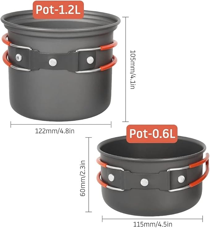 Outdoor Camping Cookware Set Utensils Tableware Cooking Stove Kit Travel Hiking Picnic Camping Tools for 1-2 Person