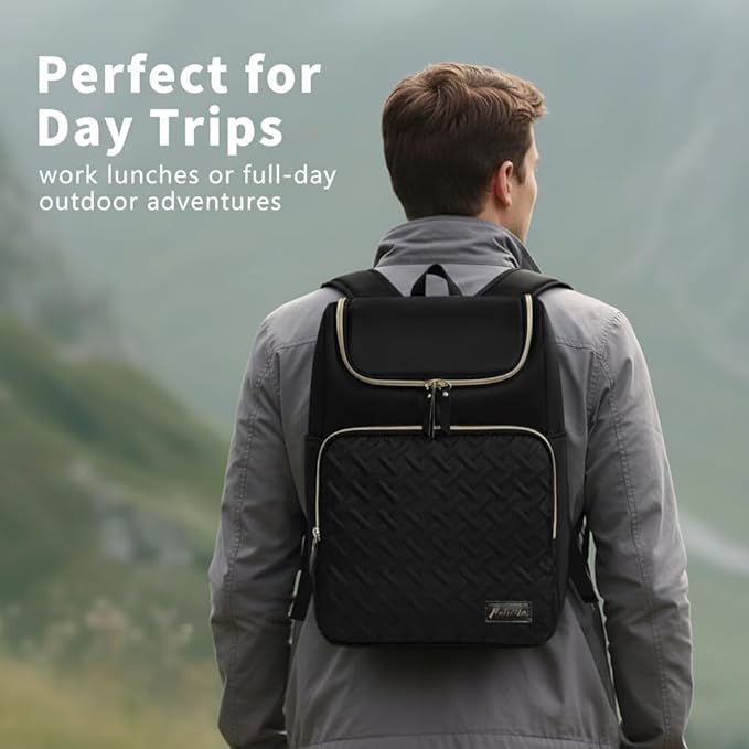 Cooler Backpack Insulated Leak Proof 33 Cans, Waterproof Hiking Backpack Cooler Soft Cooler Bag Lunch Backpack for Picnic Camping, Black